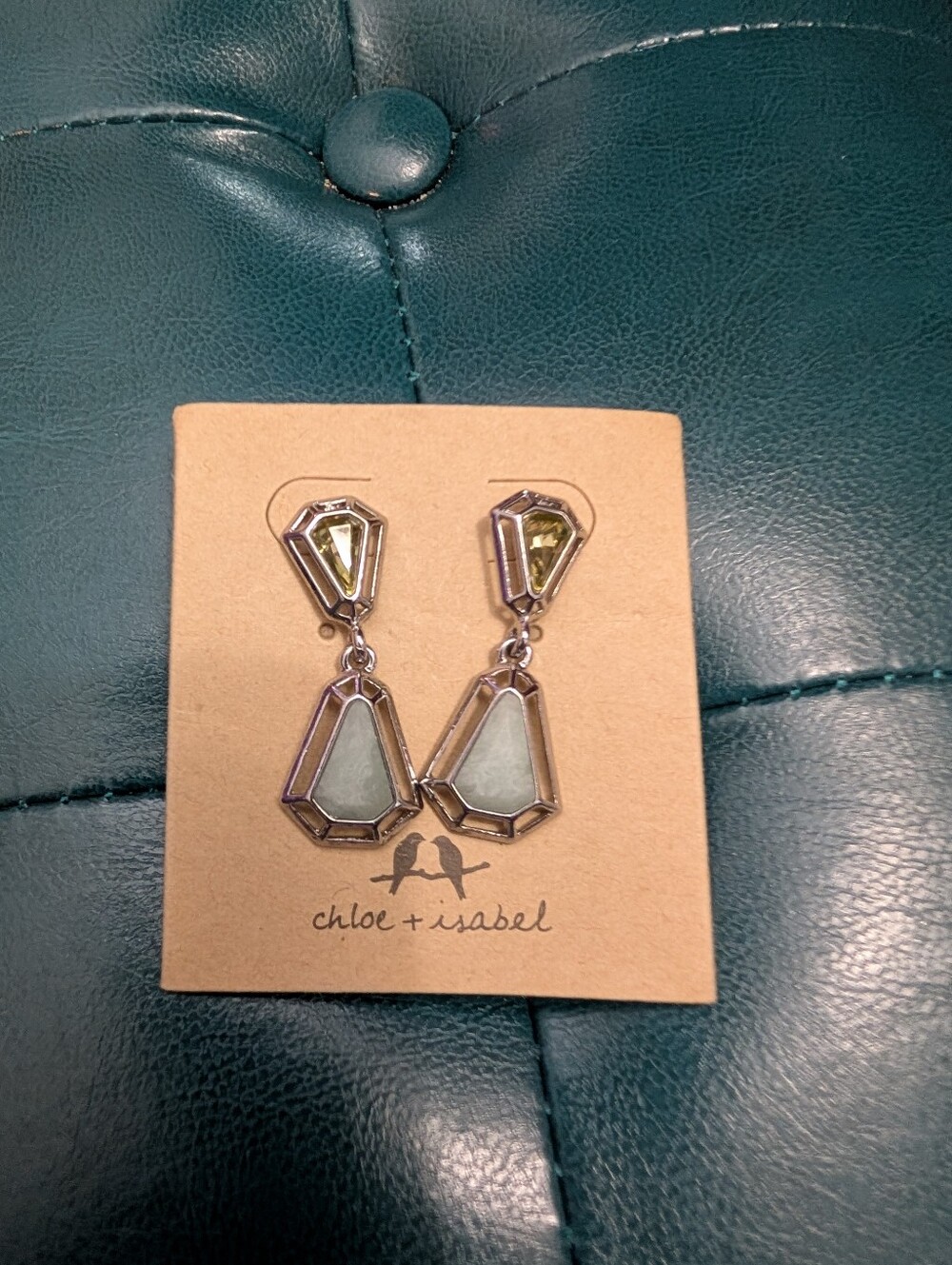 Chloe + Isabel Silver Drop Earrings with Pale Green and Lemon Accents